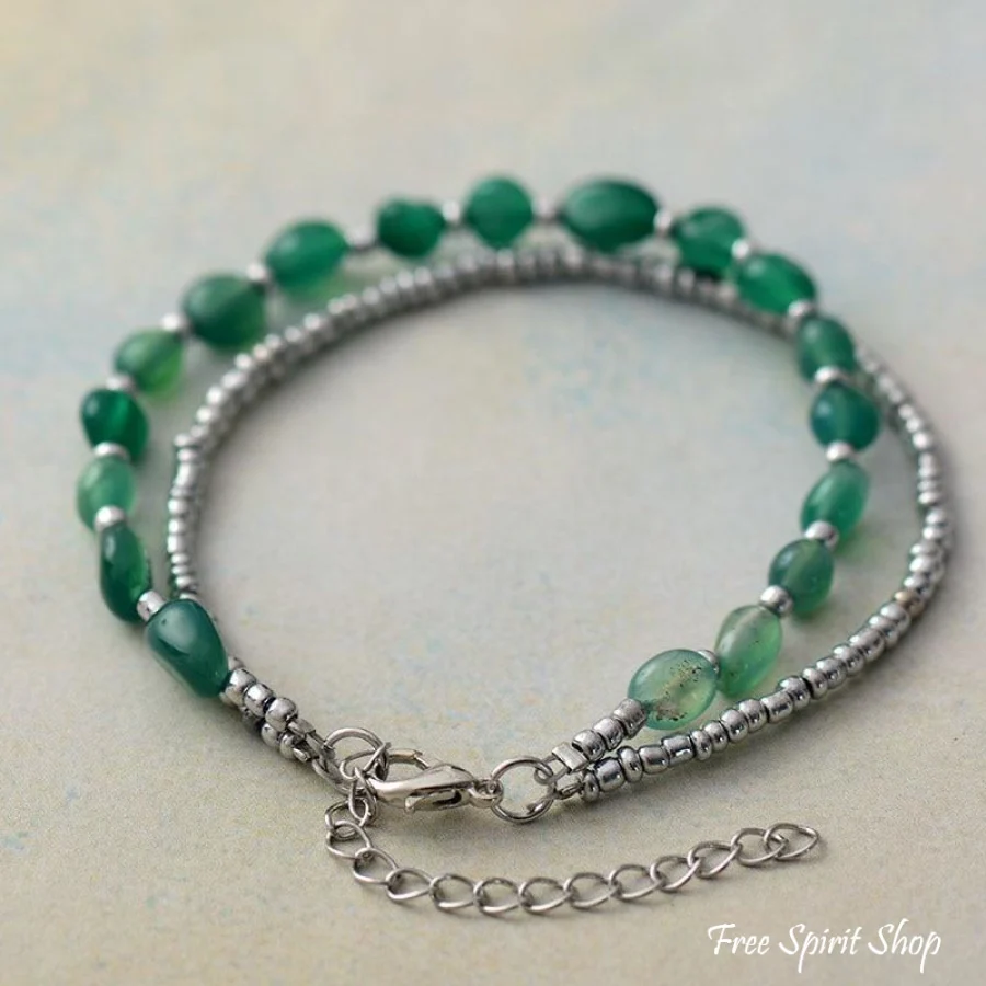 Natural Green Onyx Beaded Bracelet - Image 4