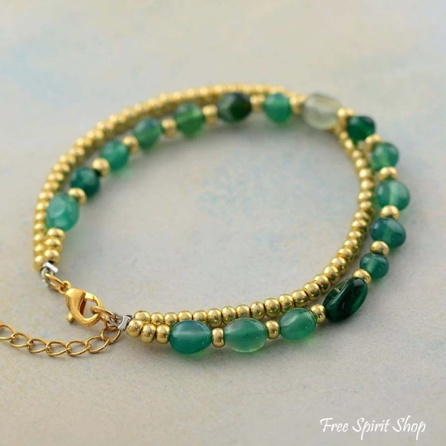 Natural Green Onyx Beaded Bracelet - Image 5