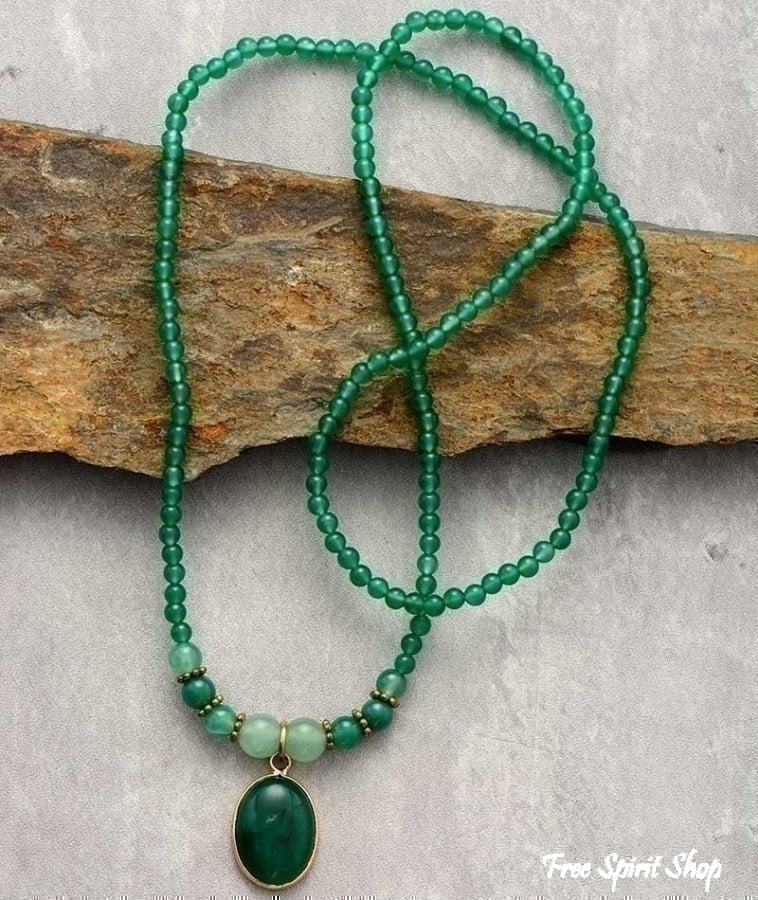Natural Green Onyx Beaded Bracelet / Necklace - Image 4