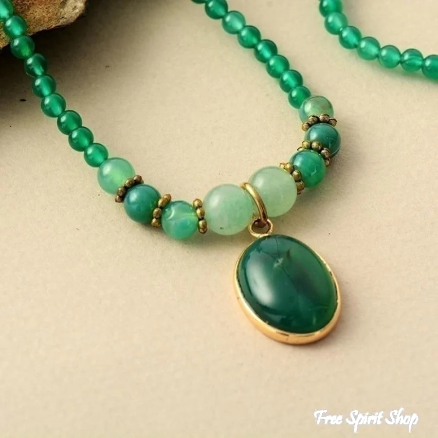 Natural Green Onyx Beaded Bracelet / Necklace - Image 6