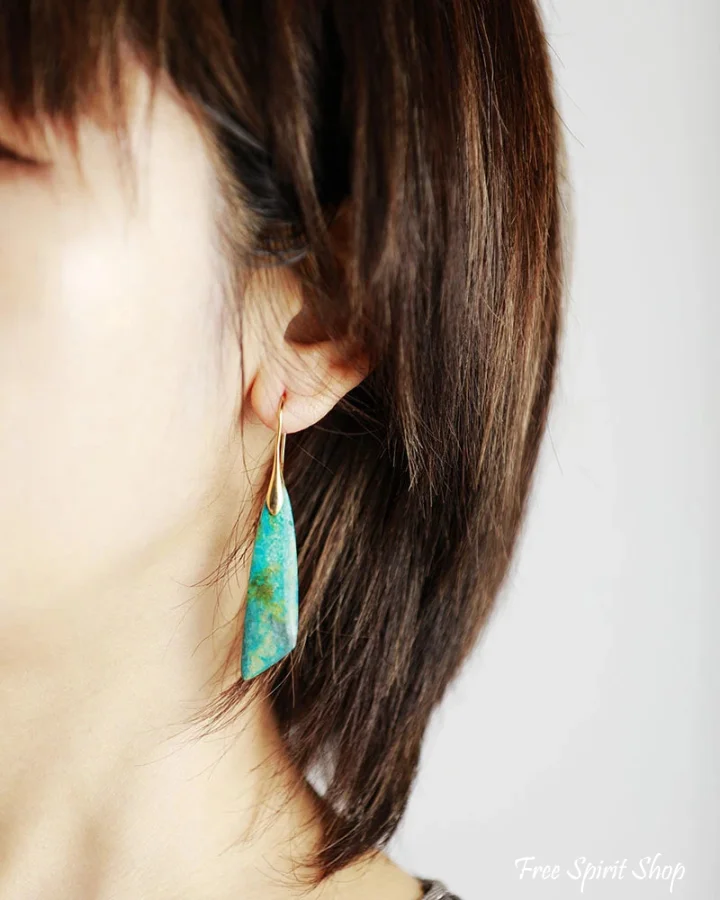 Natural Green Turquoise Jasper Earrings - Image 3