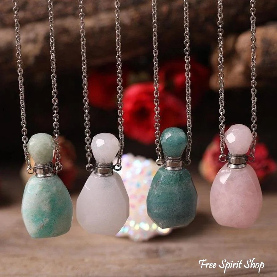 Natural Healing Crystal Perfume Bottle Necklace - Image 15