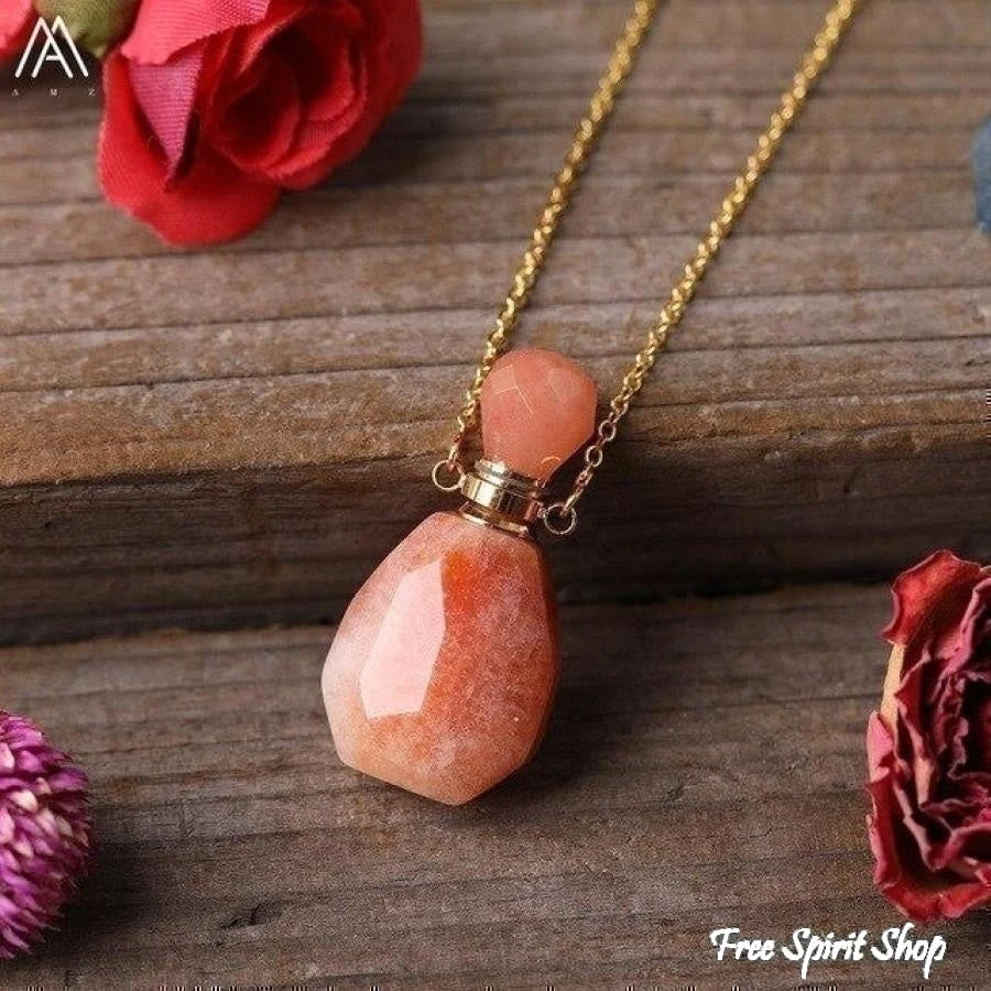 Natural Healing Crystal Perfume Bottle Necklace - Image 6