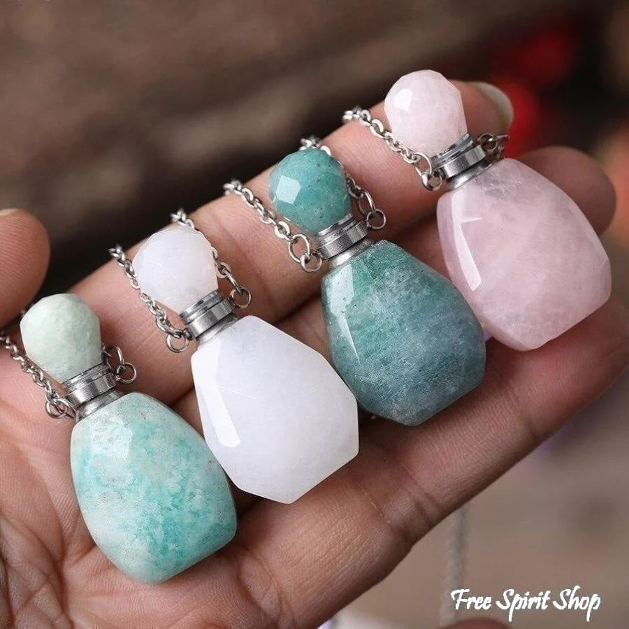 Natural Healing Crystal Perfume Bottle Necklace - Image 9