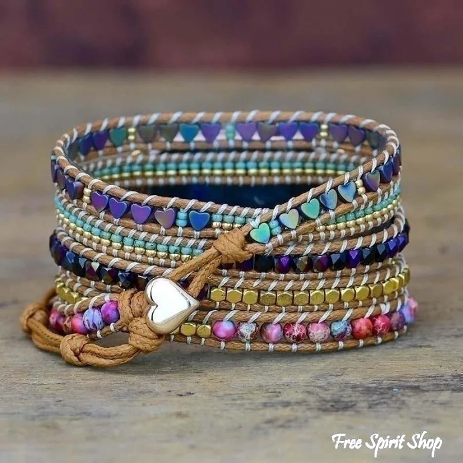 Natural Hematite Heart & Jasper Beaded Apple Watch Band - Image 4