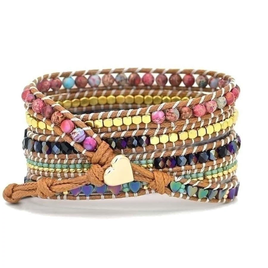 Natural Hematite Heart & Jasper Beaded Apple Watch Band - Image 5