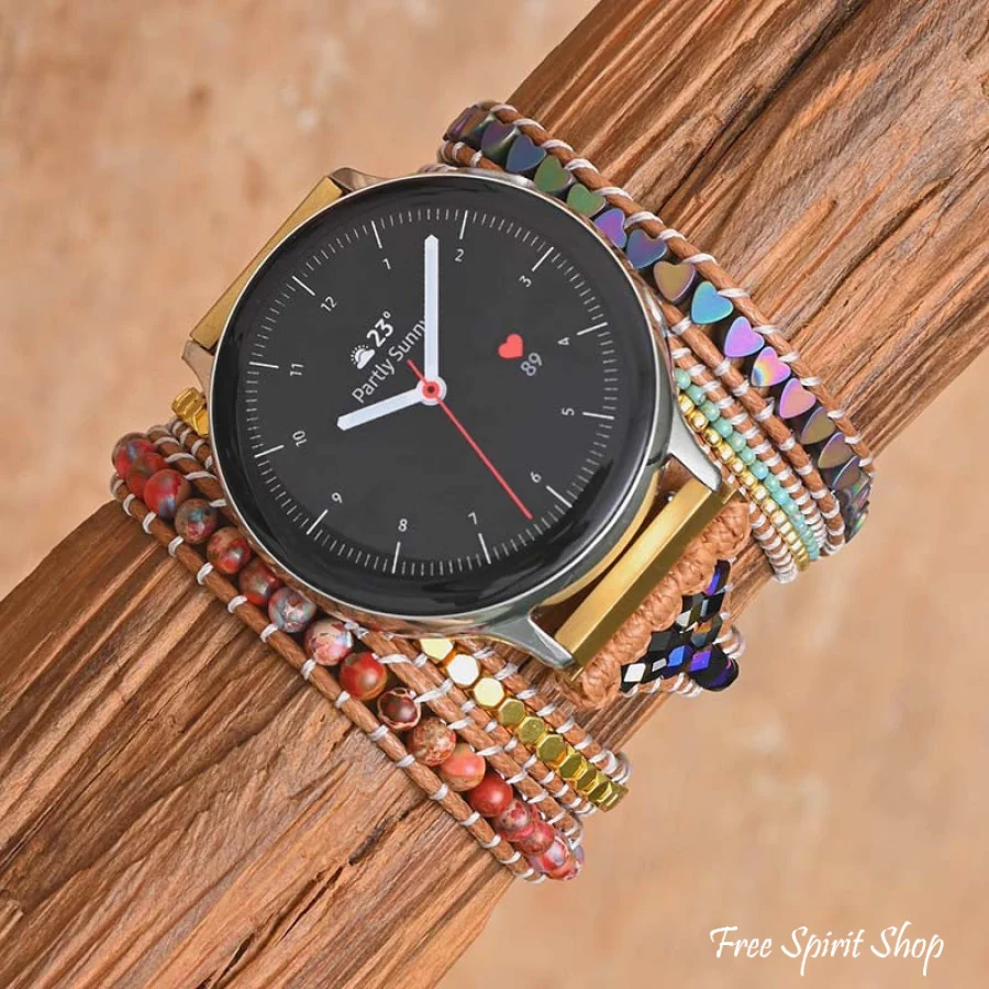 Natural Hematite Heart & Jasper Samsung / Garmin Watch Band - Image 4