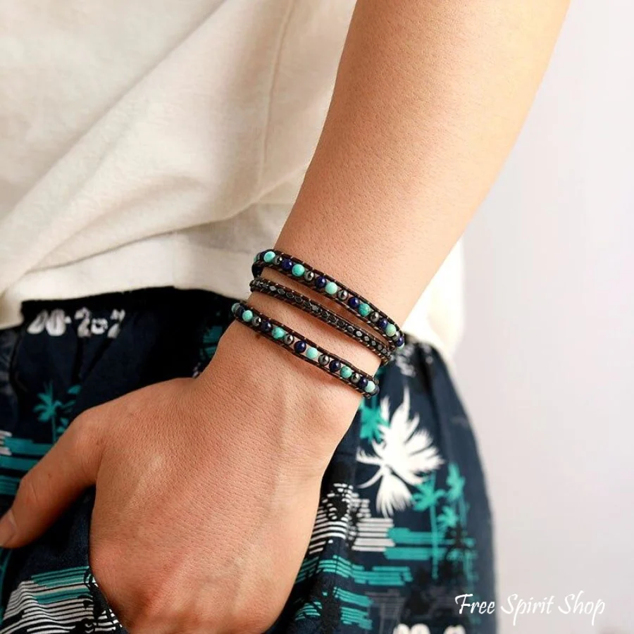 Natural Hematite & Mixed Bead Wrap Bracelet - Image 2