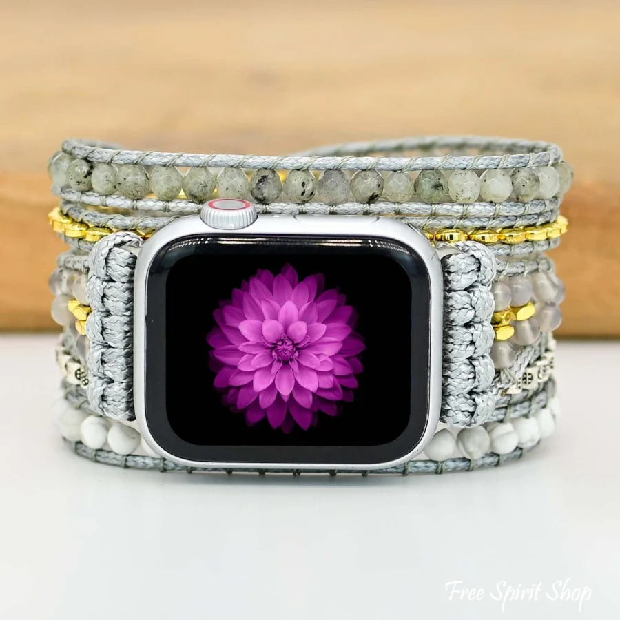 Natural Howlite & Gray Quartz Apple Watch Band