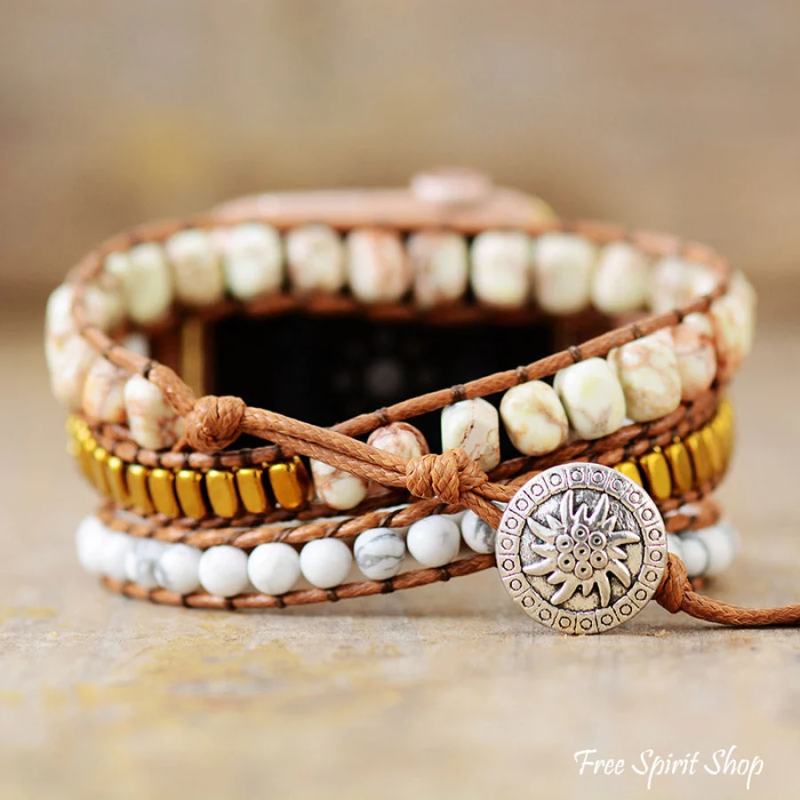 Natural Howlite & Picture Jasper Apple Watch Band - Image 3