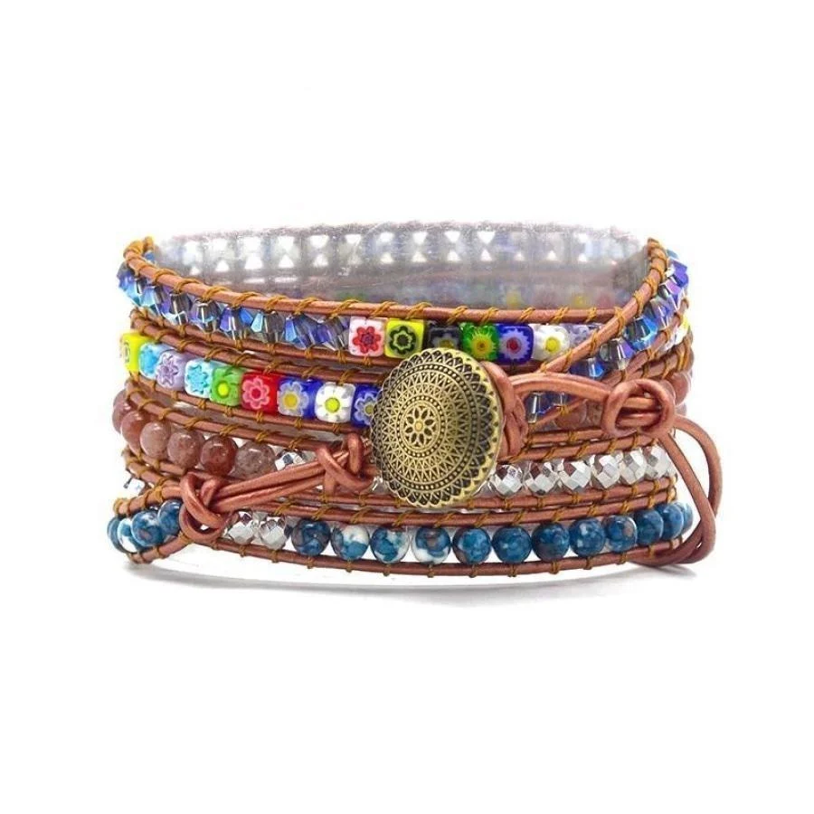 Natural Imperial Flower & Strawberry Quartz Apple Watch Band - Image 4
