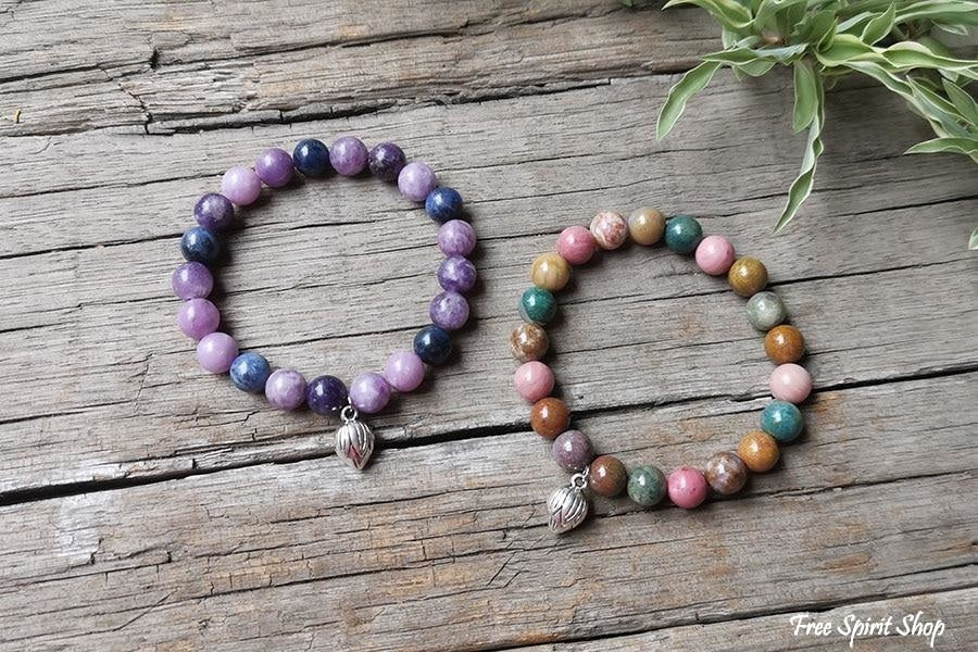 Natural Indian Agate & Amethyst Bead Bracelets - Image 4