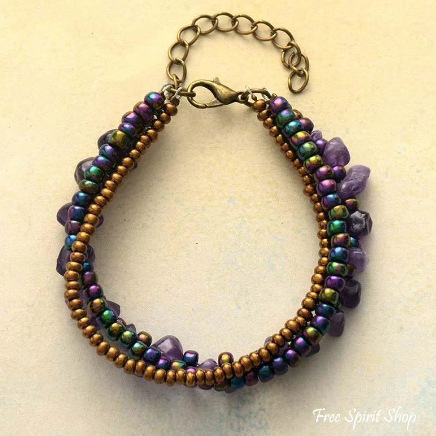 Natural Irregular Amethyst Bead Bracelet - Image 2