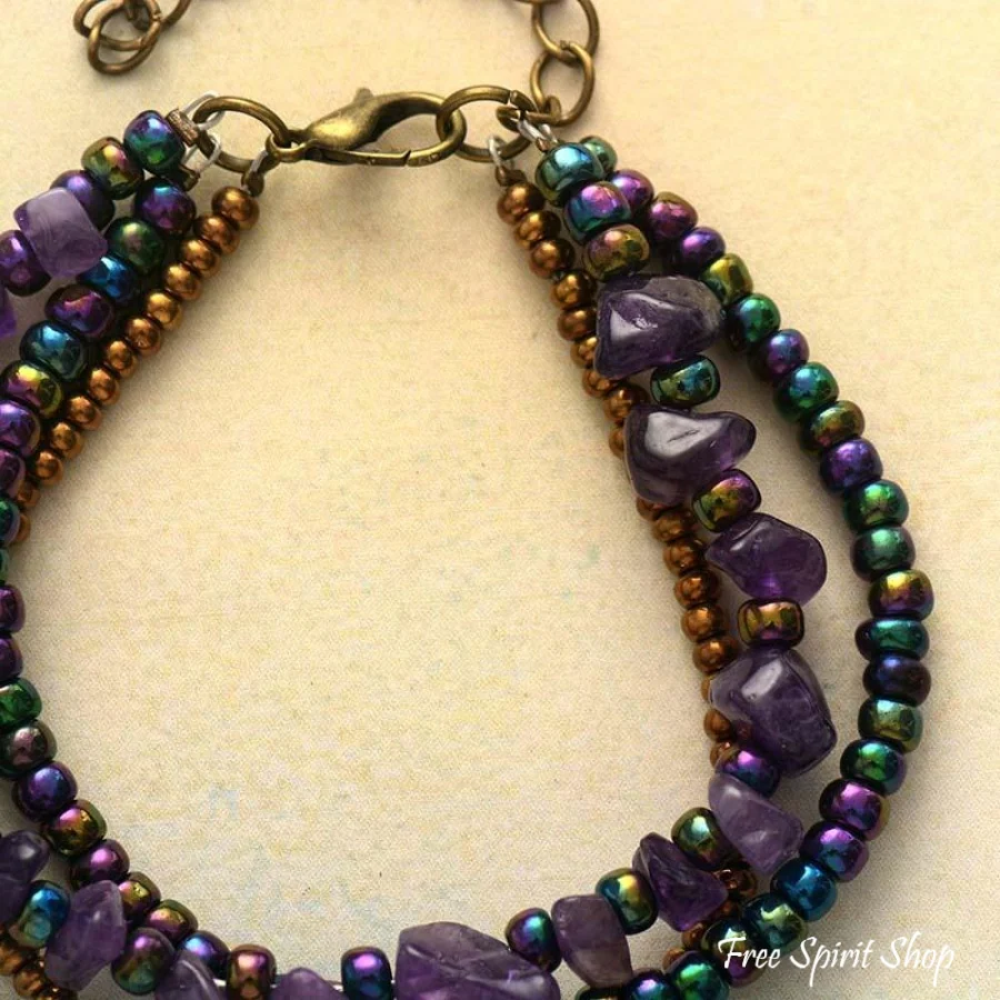 Natural Irregular Amethyst Bead Bracelet - Image 3