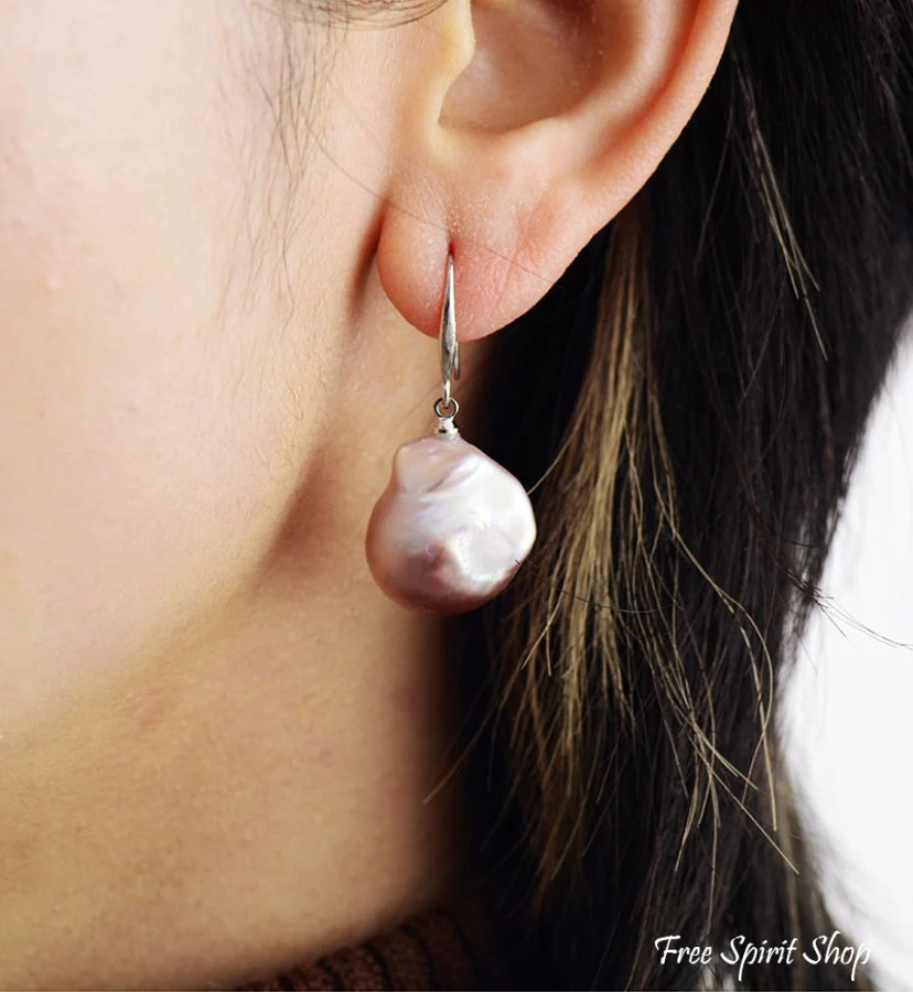 Natural Irregular Freshwater Pearl Earrings - Image 2