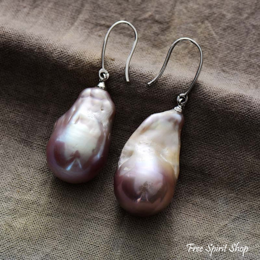 Natural Irregular Freshwater Pearl Earrings - Image 4