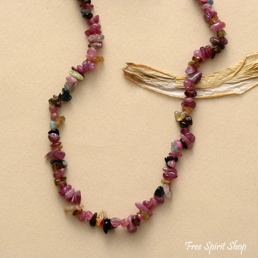 Natural Irregular Pink Tourmaline Beaded Choker Necklace - Image 4