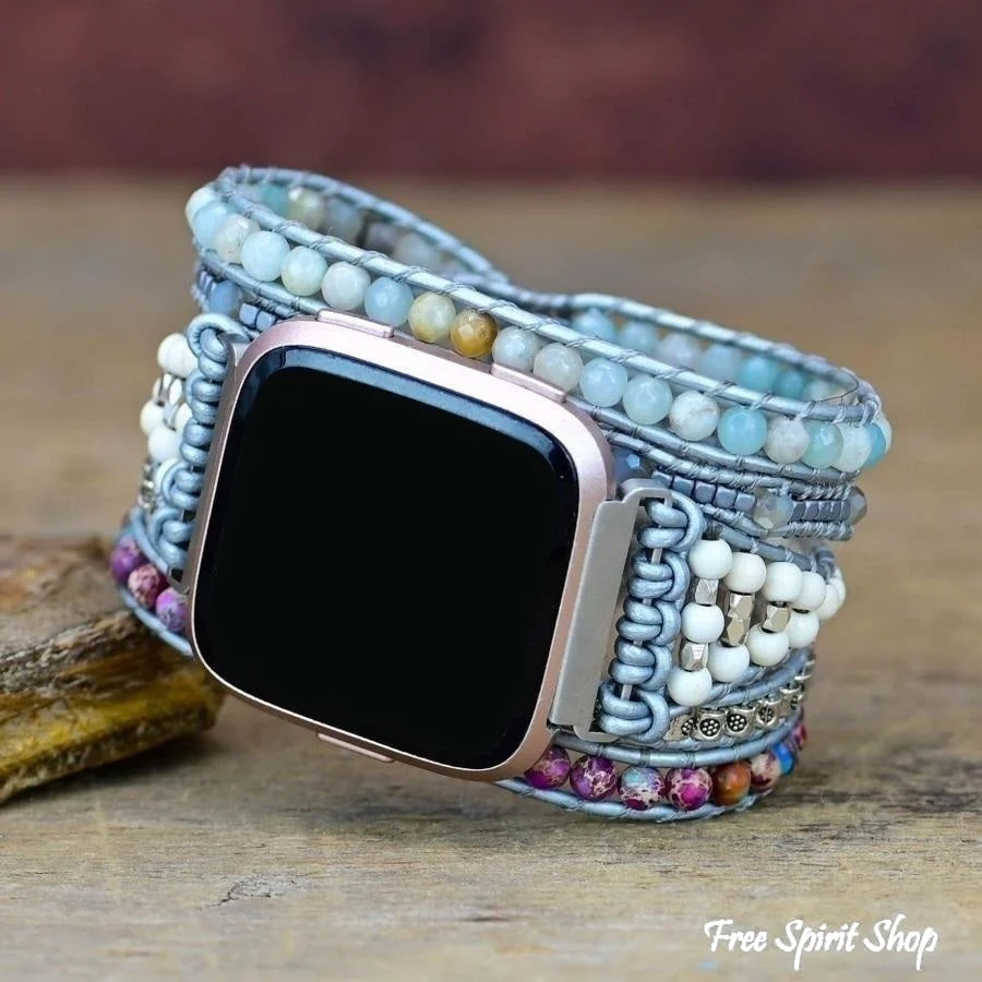 Natural Jasper & Amazonite Fitbit Watch Band - Image 3