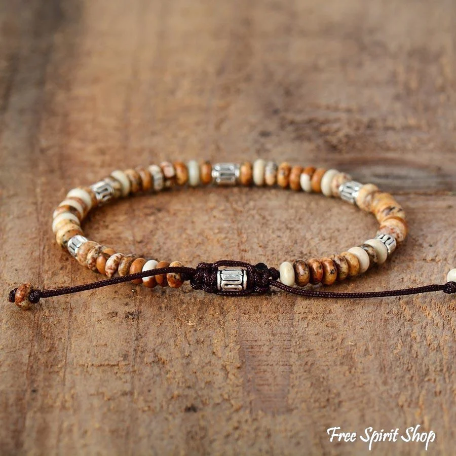 Natural Jasper Disc Beaded Bracelet - Image 2