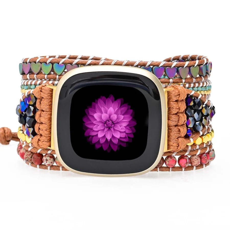 Natural Jasper & Hematite Heart Fitbit Watch Band - Image 2
