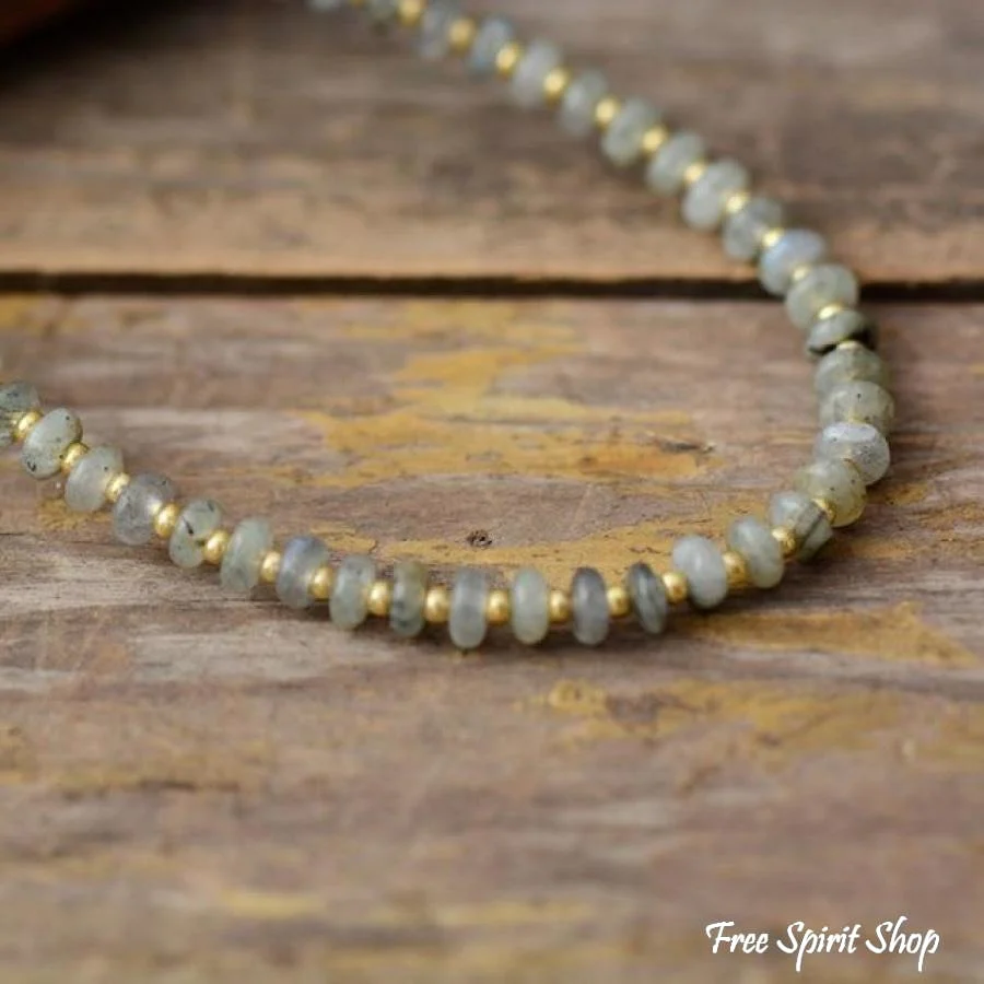 Natural Jasper & Labradorite Stone Bead Choker Necklace - Image 6