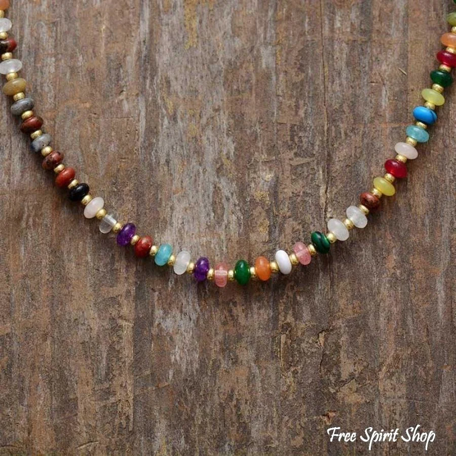 Natural Jasper & Labradorite Stone Bead Choker Necklace - Image 7