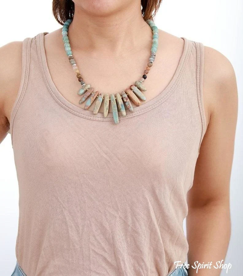 Natural Jasper & Mix Gemstone Beaded Necklace - Image 3