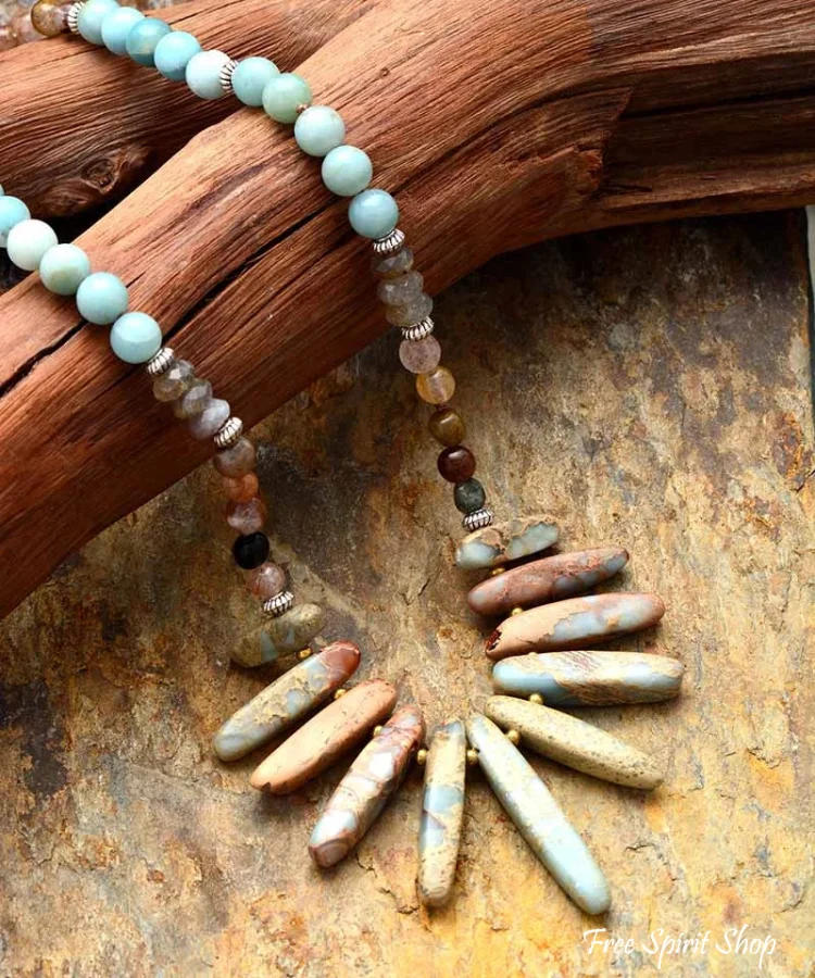 Natural Jasper & Mix Gemstone Beaded Necklace - Image 4