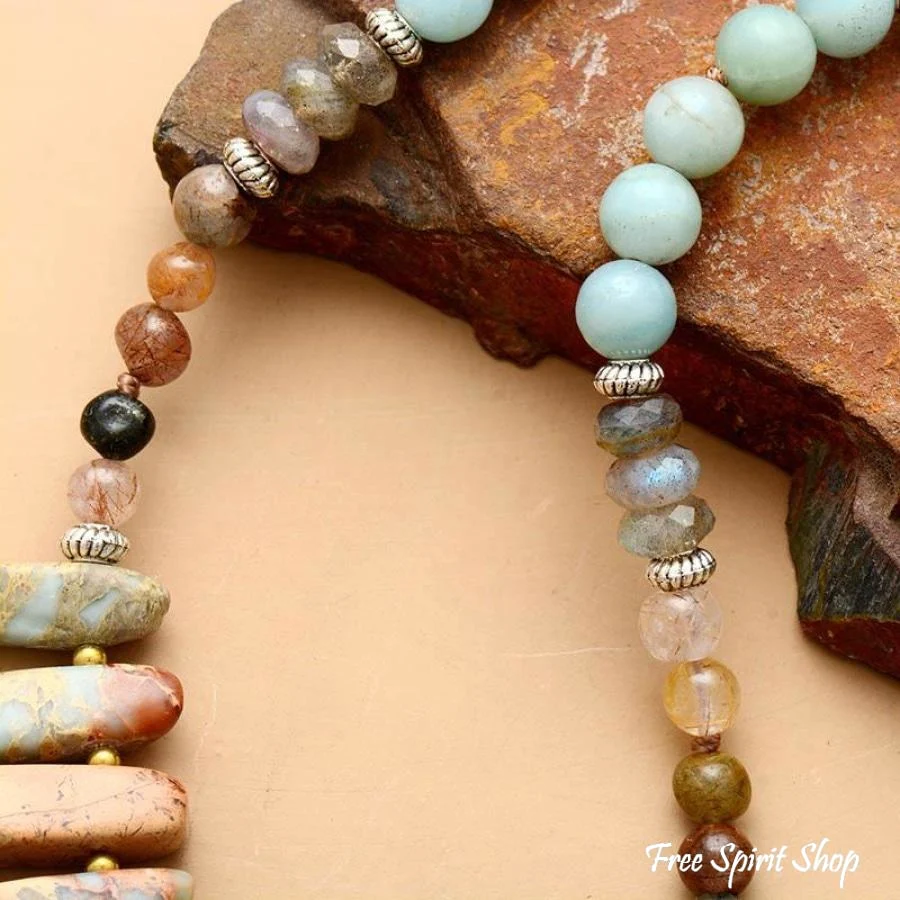 Natural Jasper & Mix Gemstone Beaded Necklace - Image 6