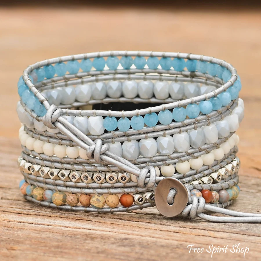 Natural King Jasper & Blue Beads Fitbit Watch Band - Image 2