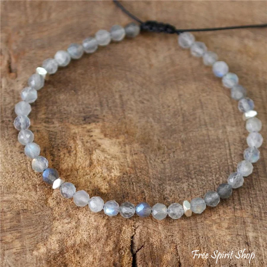 Natural Labradorite Adjustable Bead Bracelet - Image 2