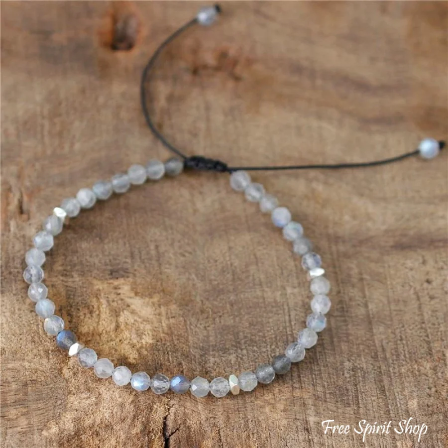 Natural Labradorite Adjustable Bead Bracelet - Image 3