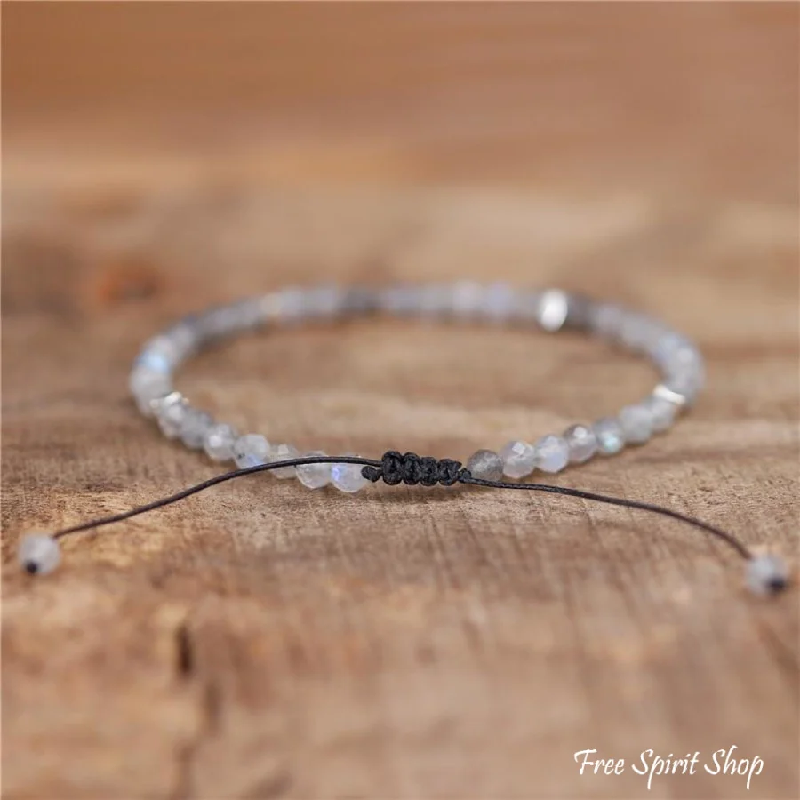 Natural Labradorite Adjustable Bead Bracelet - Image 4