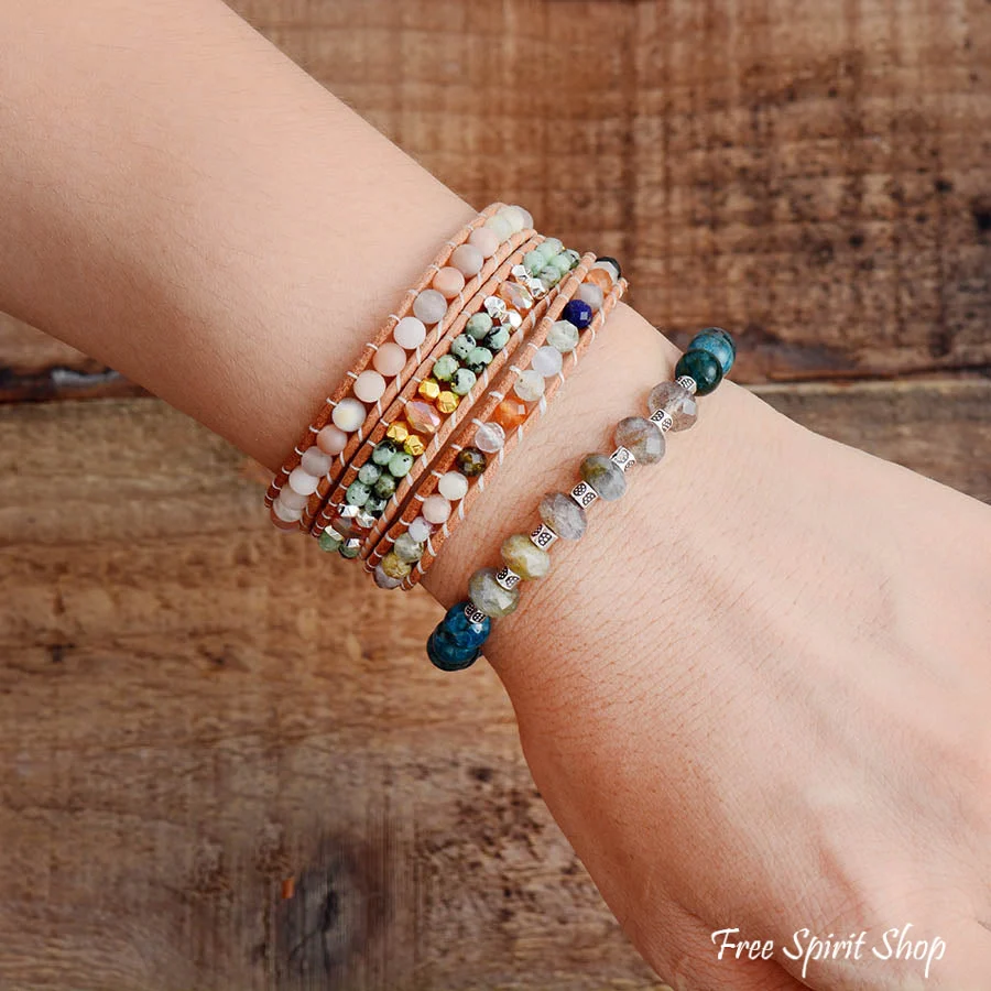 Natural Labradorite & Apatite Bead Bracelet - Image 2