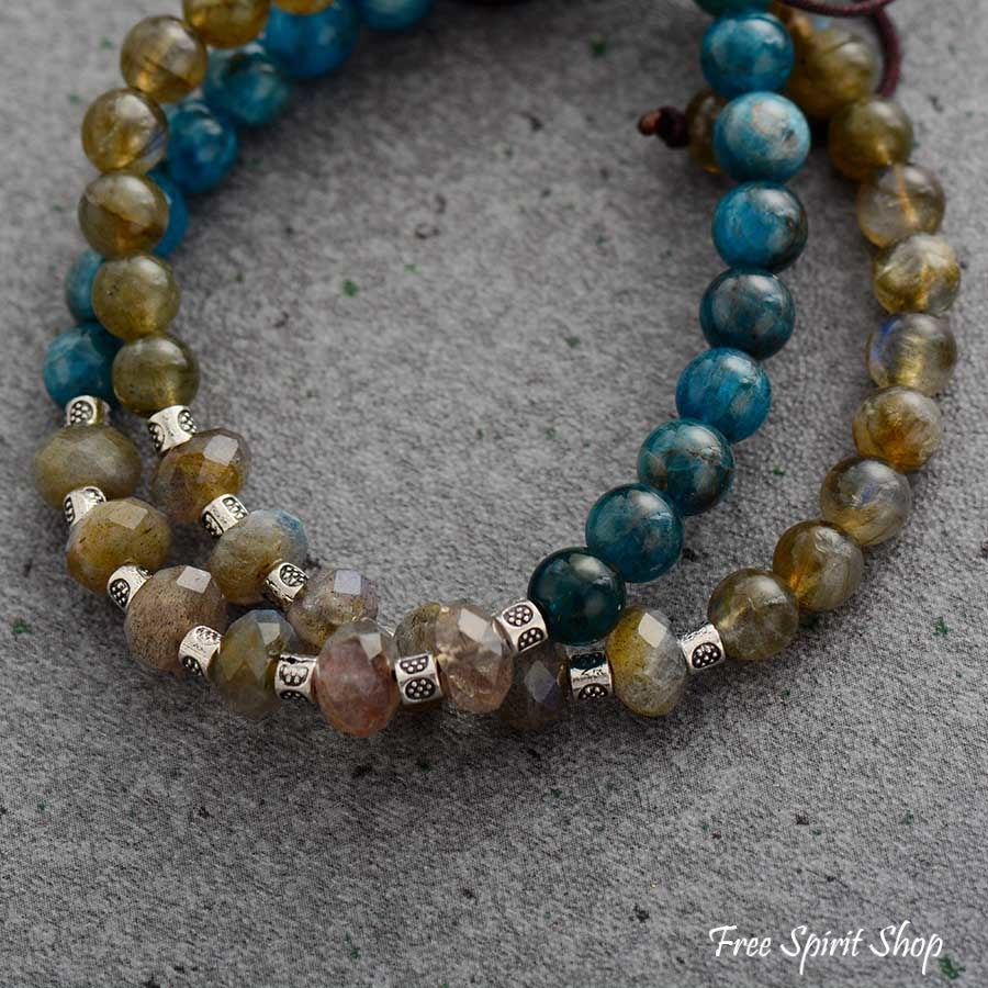 Natural Labradorite & Apatite Bead Bracelet - Image 3