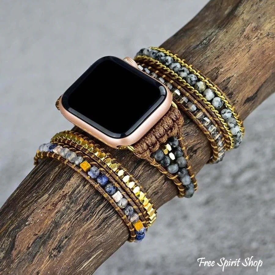 Natural Labradorite Beaded Apple Watch Band - Image 4