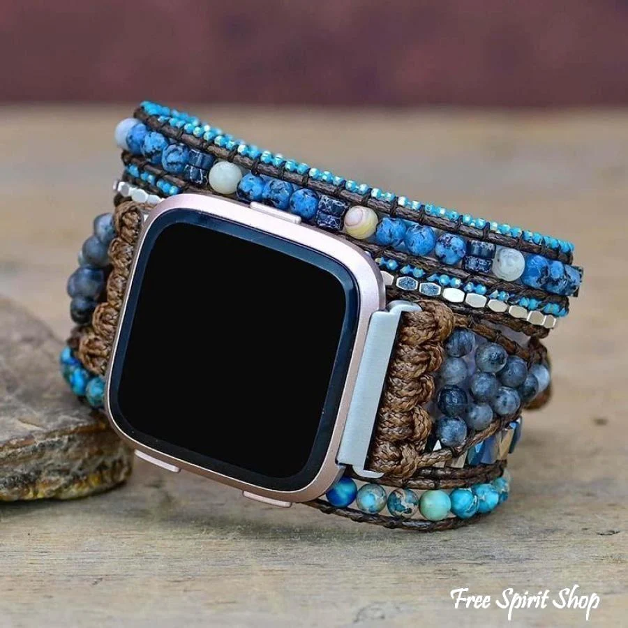 Natural Labradorite & Blue Jasper Fitbit Watch Band - Image 3