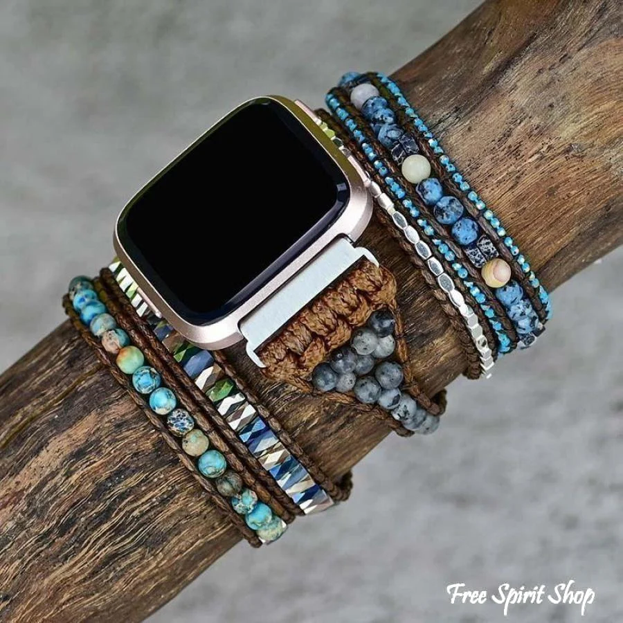 Natural Labradorite & Blue Jasper Fitbit Watch Band - Image 5