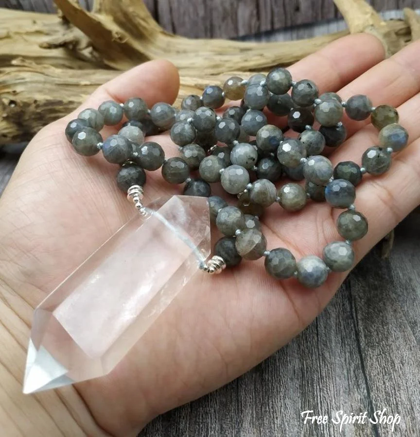 Natural Labradorite & Clear Quartz Necklace - Image 3