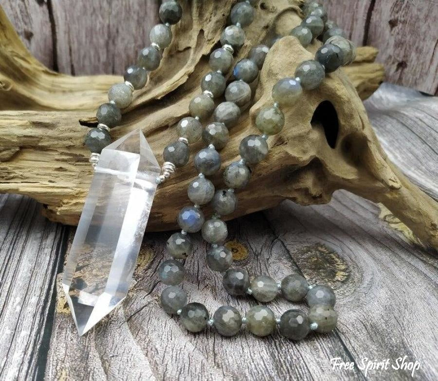 Natural Labradorite & Clear Quartz Necklace - Image 4
