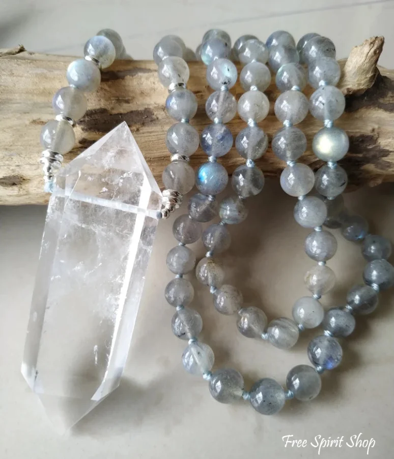 Natural Labradorite & Clear Quartz Necklace - Image 5