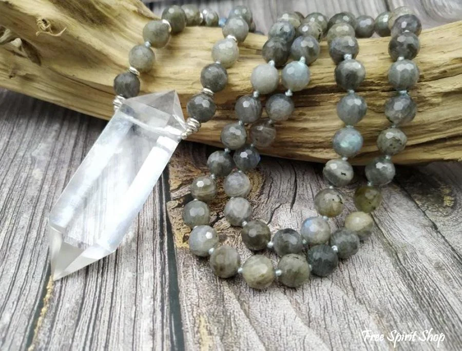 Natural Labradorite & Clear Quartz Necklace - Image 6