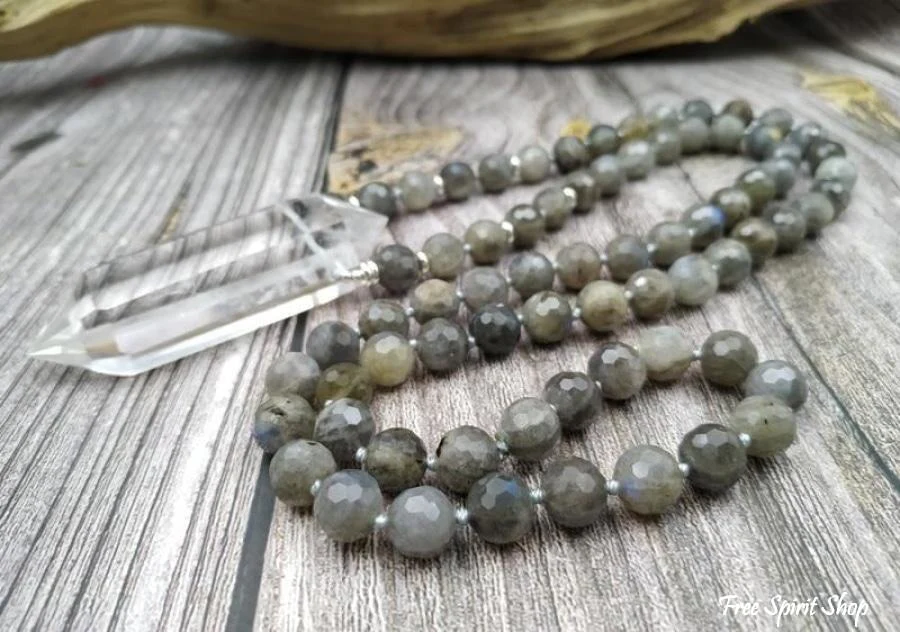 Natural Labradorite & Clear Quartz Necklace - Image 7