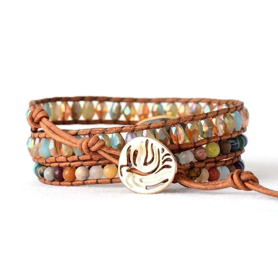 Natural Labradorite & Mix Gemstone Beads Wrap Bracelet - Image 5
