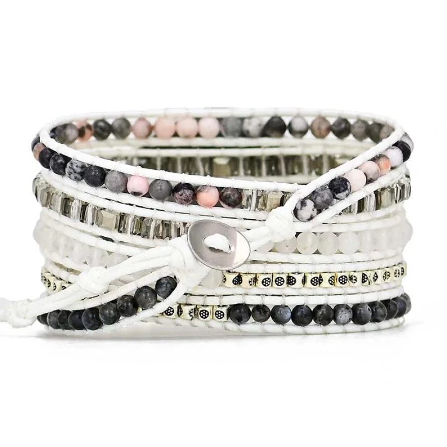 Natural Labradorite & Rhodonite White Samsung / Garmin Watch Band - Image 5