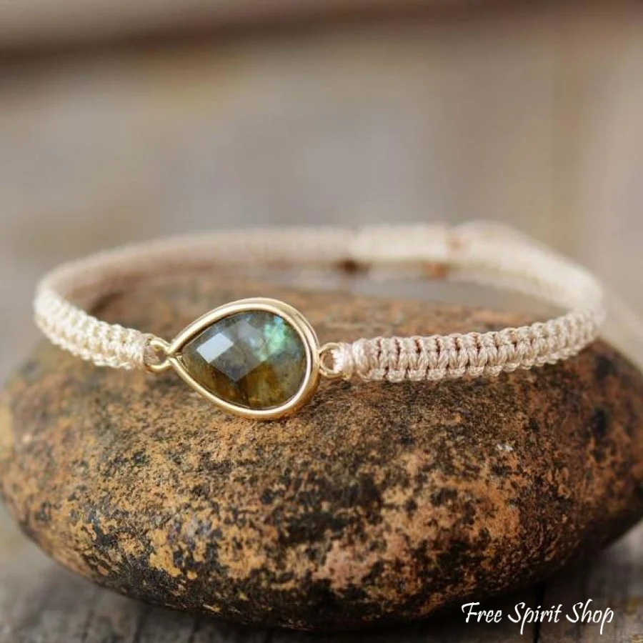 Natural Labradorite Teardrop Charm Bracelet - Image 3
