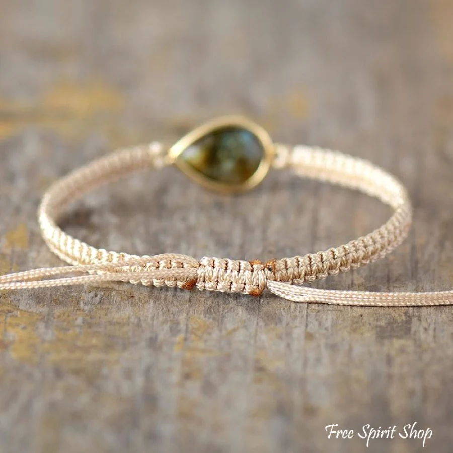 Natural Labradorite Teardrop Charm Bracelet - Image 4