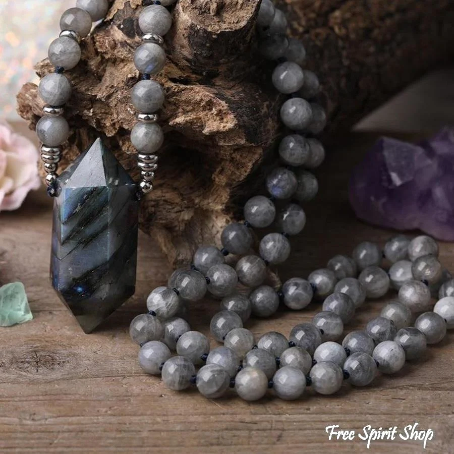 Natural Labradorite Wand-point Beaded Necklace