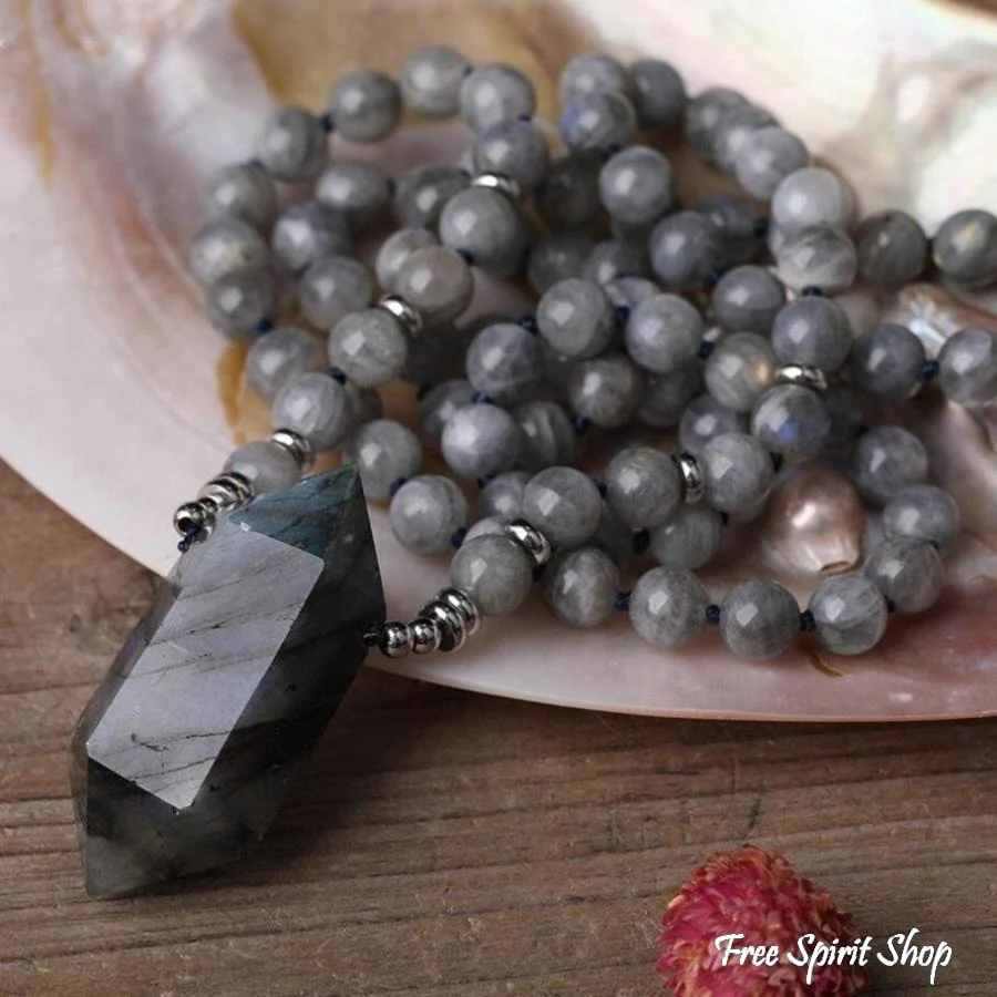 Natural Labradorite Wand-point Beaded Necklace - Image 4