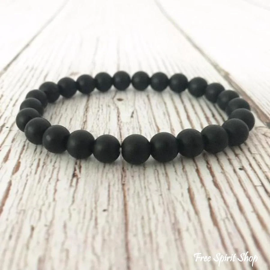 Natural Matte Black Onyx Mala Bead Bracelet - Image 3